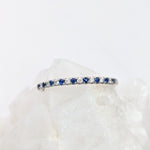 Stackable Rings-Ceylon Sapphire & Diamond Stackable Band in Solid 14k White Gold || Round 1.8mm || Straight band || Earth Mined || Customizable - NNJGemstones