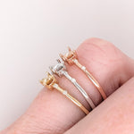 Rings-Minimalist Ring Semi Mount in Solid 14k Gold with Natural Diamond Accents | Round 4mm | Customizable | Classic Rings - NNJGemstones