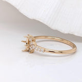 Engagement Rings-Compass Prong Semi Mount Ring with Unique Diamond Accents in 14k Solid White, Yellow or Rose Gold | Oval Cut 5.5x4mm | Customizable - NNJGemstones