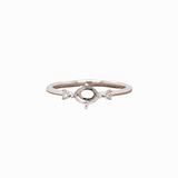 Minimalistic East West Ring Setting W Earth Mined Diamond Accents in 14K Solid Gold | Oval Shape