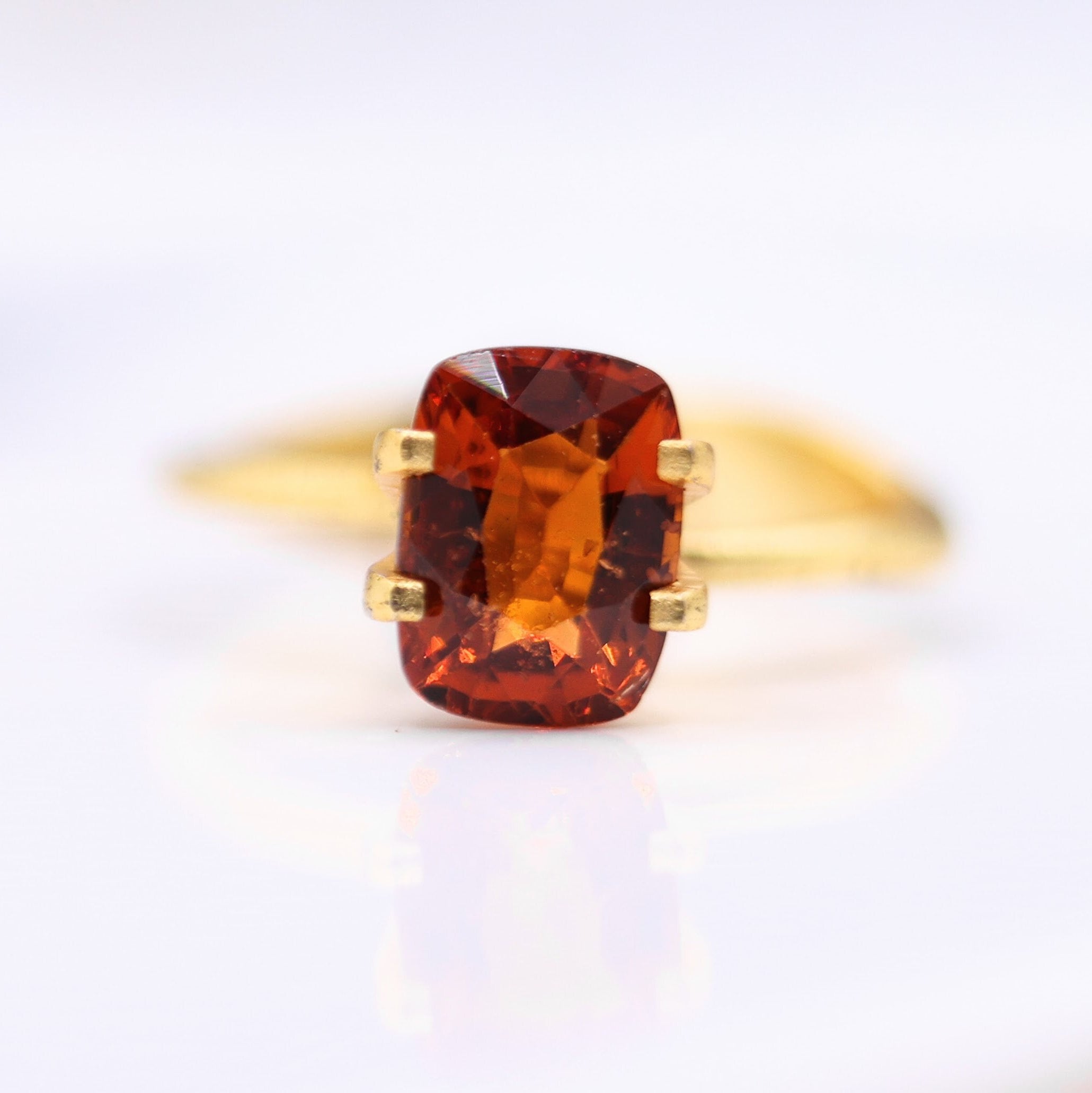 Gemstones-Orange Spessartine Garnet | Cushion 9x7mm| January Birthstone | Customizable | Untreated | Orange Jewelry Center Stone | - NNJGemstones