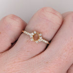 Engagement Rings-Compass Prong Semi Mount Ring with Unique Diamond Accents in 14k Solid White, Yellow or Rose Gold | Oval Cut 5.5x4mm | Customizable - NNJGemstones