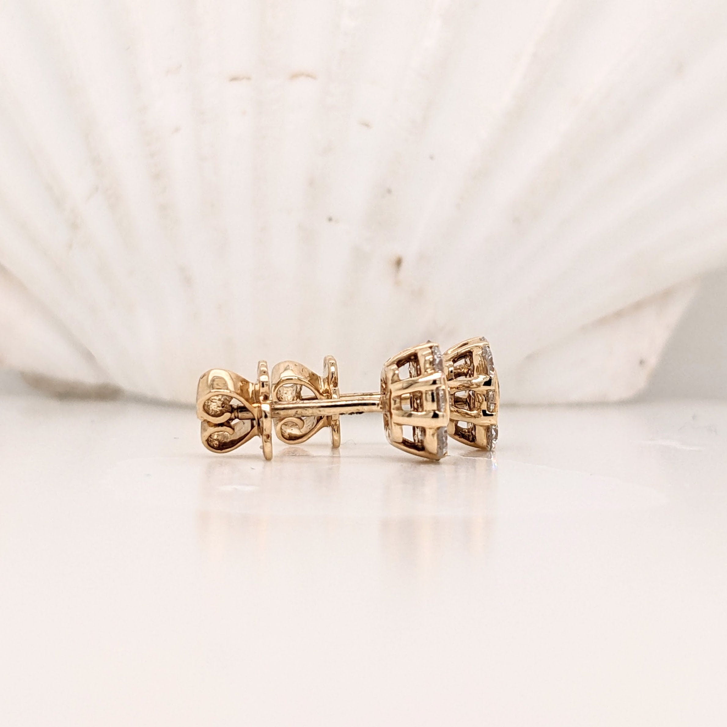 Stud Earrings-Classic Sparkly Diamond Studs in Solid 14K Gold | Cluster Design | Minimalist | Daily Wear | Simple Diamond Earrings | - NNJGemstones