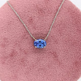 Pendants-Solitaire Tanzanite Necklace in Solid 14K White, Yellow and Rose Gold | Oval 8x6mm | Blue Gemstone | Minimalist | Daily Wear | Work Wear - NNJGemstones