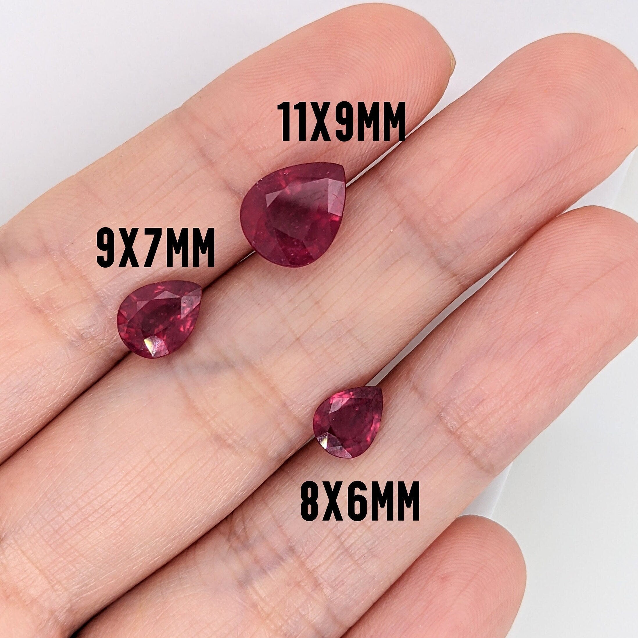 Gemstones-Natural Ruby Loose Gemstones | Pear Shape | 8x6 9x7 10x8 11x9 | Pigeon Blood Red | Jewelry Stone Setting | Fissure Filled | Certified - NNJGemstones