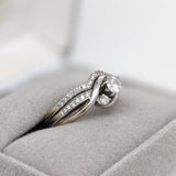 Statement Rings-Stunning Diamond Wedding Ring and Band Set in Solid 14k White Gold w Natural Diamonds || April Birthstone || Previously Loved || - NNJGemstones