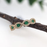 Stackable Rings-Unique Emerald Band in Solid 14k Gold with Natural Diamond Accents || Green Gemstone Ring || Stackable Ring || May Birthstone || - NNJGemstones