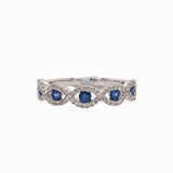 Stackable Rings-Pretty Sapphire Band in Solid 14k White Gold with Natural Diamond Accents || Blue Gemstone Ring || Stackable Ring || October Birthstone || - NNJGemstones