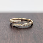 Stackable Rings-Minimalistic Wrapped Open Band in Solid 14k Yellow Gold || Round Diamonds || Wedding Band || Natural Diamonds || Stackable || - NNJGemstones