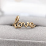 Statement Rings-Love Band in Solid 14k Yellow Gold | Natural Diamond Accent | Statement Band - NNJGemstones