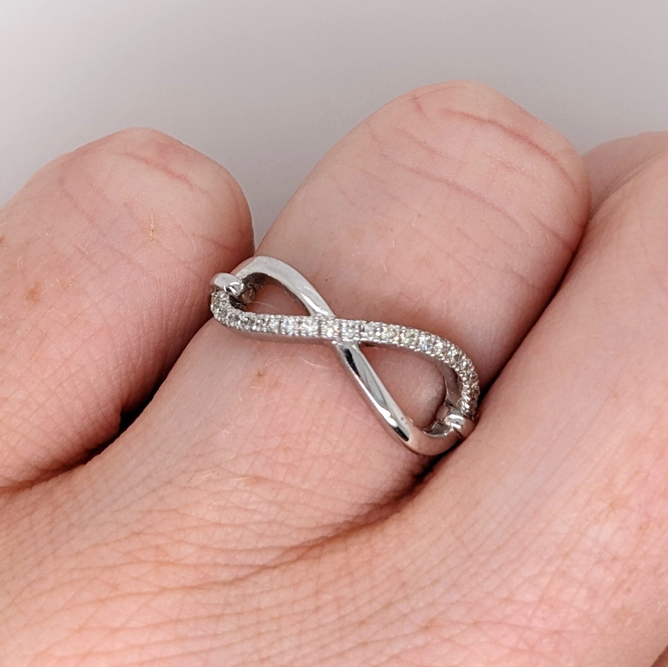 Statement Rings-Infinity Sign Band | 14k White Gold | Natural Diamond Accents |Valentines Day - NNJGemstones