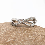 Statement Rings-Infinity Sign Band | 14k White Gold | Natural Diamond Accents |Valentines Day - NNJGemstones