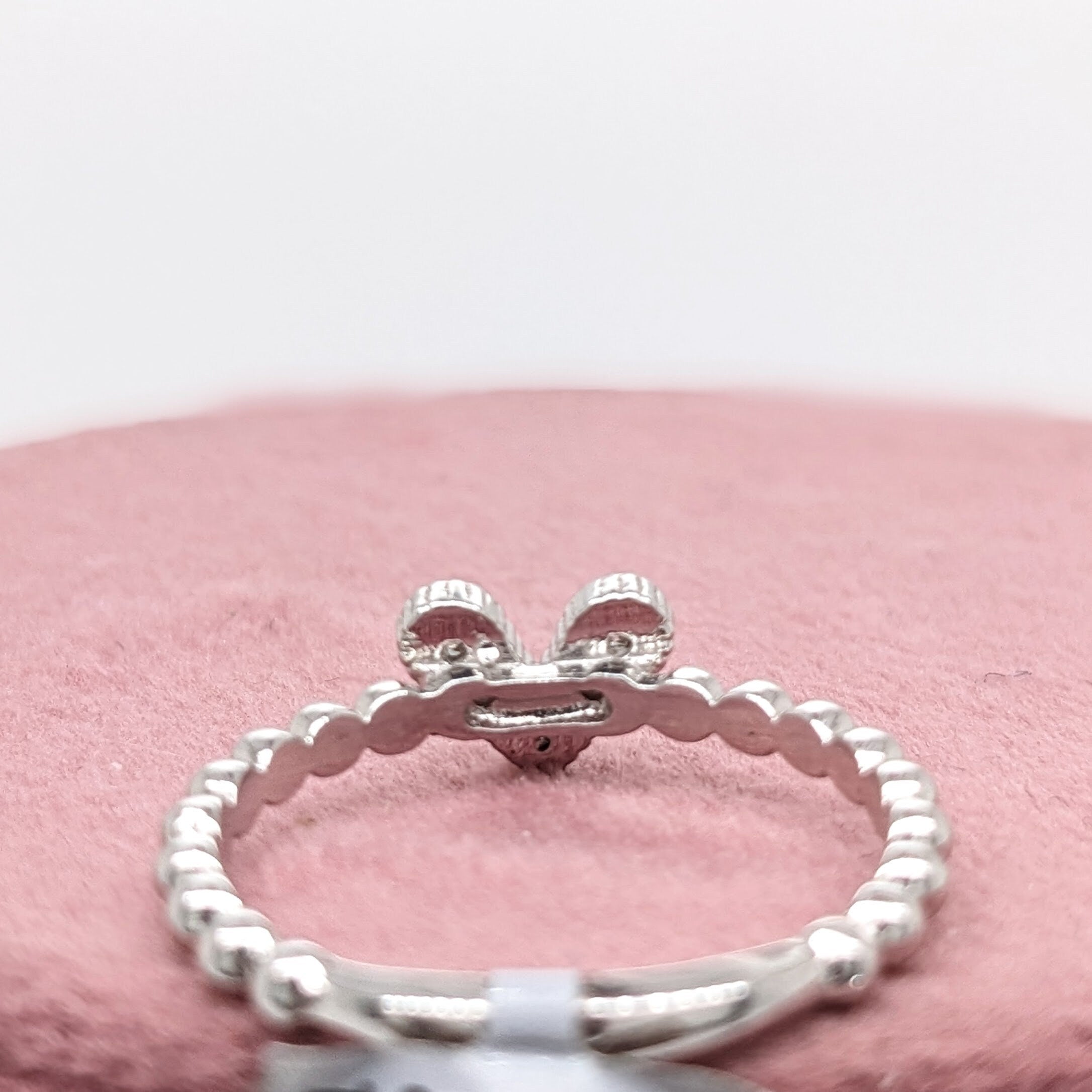 Stackable Rings-Heart Shaped Diamond Ball Band Ring | Solid 14k White Gold | Round Diamonds | Valentines Day - NNJGemstones