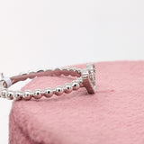 Stackable Rings-Heart Shaped Diamond Ball Band Ring | Solid 14k White Gold | Round Diamonds | Valentines Day - NNJGemstones