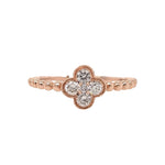 Stackable Rings-Clover Shaped Diamond Ball Band Ring in Solid 14k Rose Gold || Round Diamonds || Customizable || Natural Diamonds || Stackable || - NNJGemstones