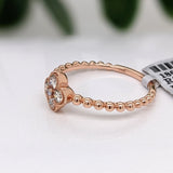 Stackable Rings-Clover Shaped Diamond Ball Band Ring in Solid 14k Rose Gold || Round Diamonds || Customizable || Natural Diamonds || Stackable || - NNJGemstones