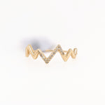 Stackable Rings-Freeform Stackable Ring Natural Diamond Accents in Solid 14k Yellow Gold || ZigZag || Round Diamonds || Customizable || Natural Diamonds || - NNJGemstones