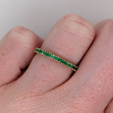 Stackable Rings-Natural Emerald Band in Solid 14k Yellow Gold || Green Gemstone Ring || Stackable Ring || May Birthstone || Engagement Band || Customize || - NNJGemstones