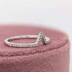 Stackable Rings-Simple Shadow Band w Natural Diamond Accents in Solid 14k White Gold || V-Shaped || Wedding Band || Stackable || Simplistic || - NNJGemstones