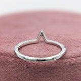 Stackable Rings-Simple Shadow Band w Natural Diamond Accents in Solid 14k White Gold || V-Shaped || Wedding Band || Stackable || Simplistic || - NNJGemstones