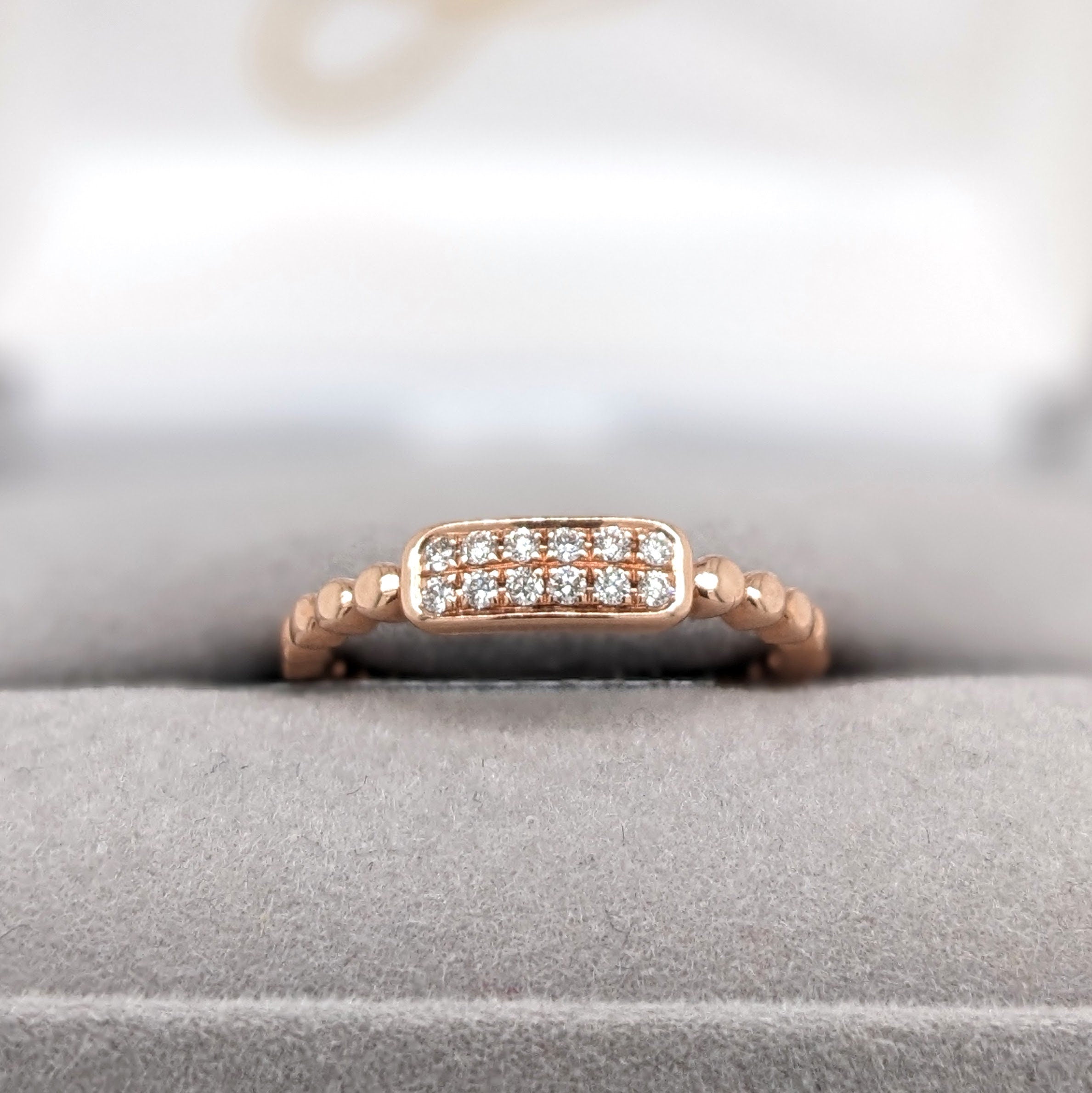 Stackable Rings-Pretty Natural Diamond Ring in Solid 14k Rose Gold || Ball Band || Round Diamonds || Customizable || Natural Diamonds || Stackable || - NNJGemstones