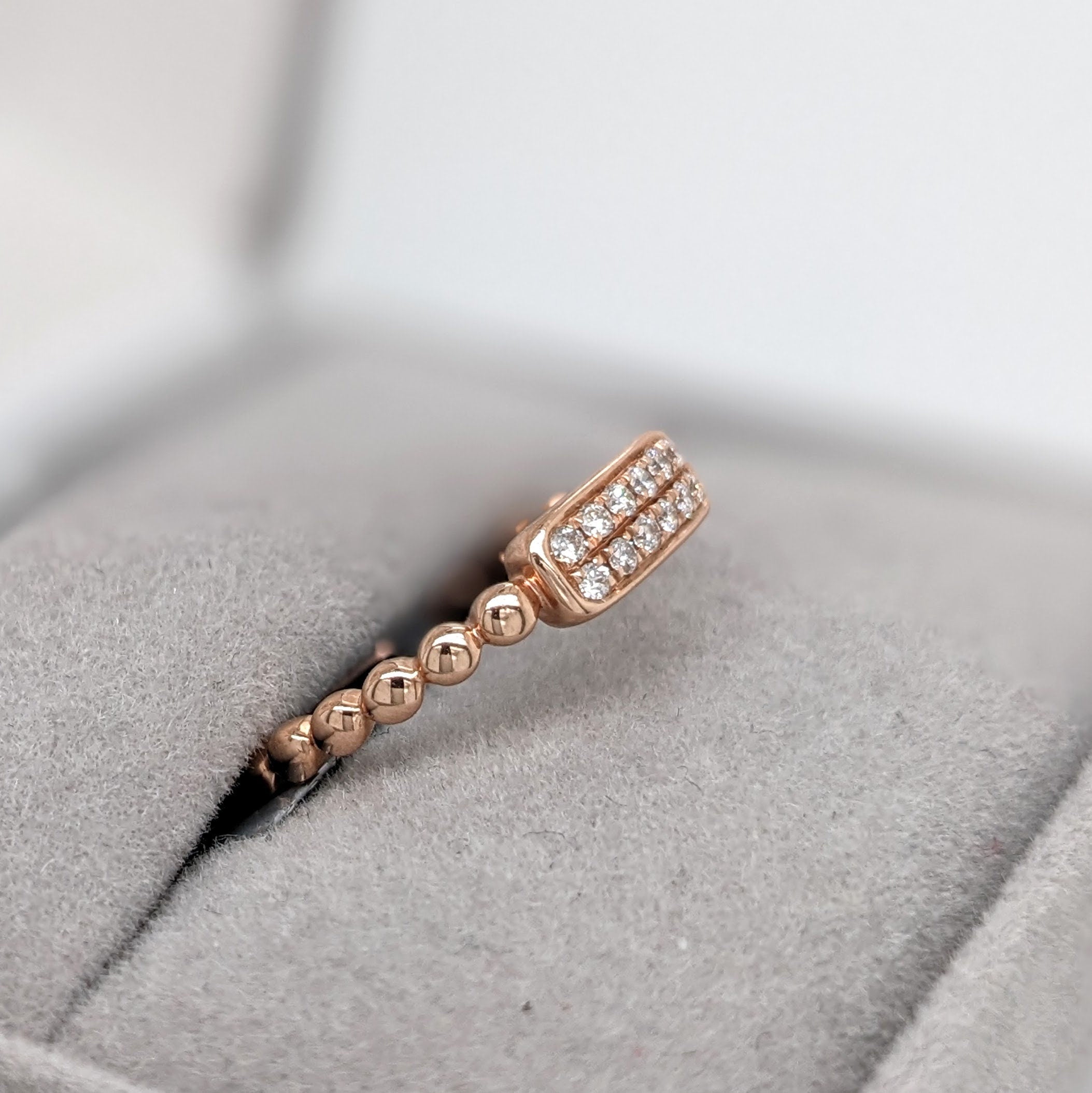 Stackable Rings-Pretty Natural Diamond Ring in Solid 14k Rose Gold || Ball Band || Round Diamonds || Customizable || Natural Diamonds || Stackable || - NNJGemstones