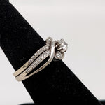 Statement Rings-Stunning Diamond Wedding Ring and Band Set in Solid 14k White Gold w Natural Diamonds || April Birthstone || Previously Loved || - NNJGemstones