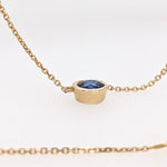 Pendants-Solitaire Natural Sapphire Necklace in Solid 14k Yellow Gold | Round Cut 6mm | Bezel Set | September Birthstone | Minimalist | - NNJGemstones