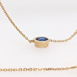 Pendants-Solitaire Natural Sapphire Necklace in Solid 14k Yellow Gold | Round Cut 6mm | Bezel Set | September Birthstone | Minimalist | - NNJGemstones