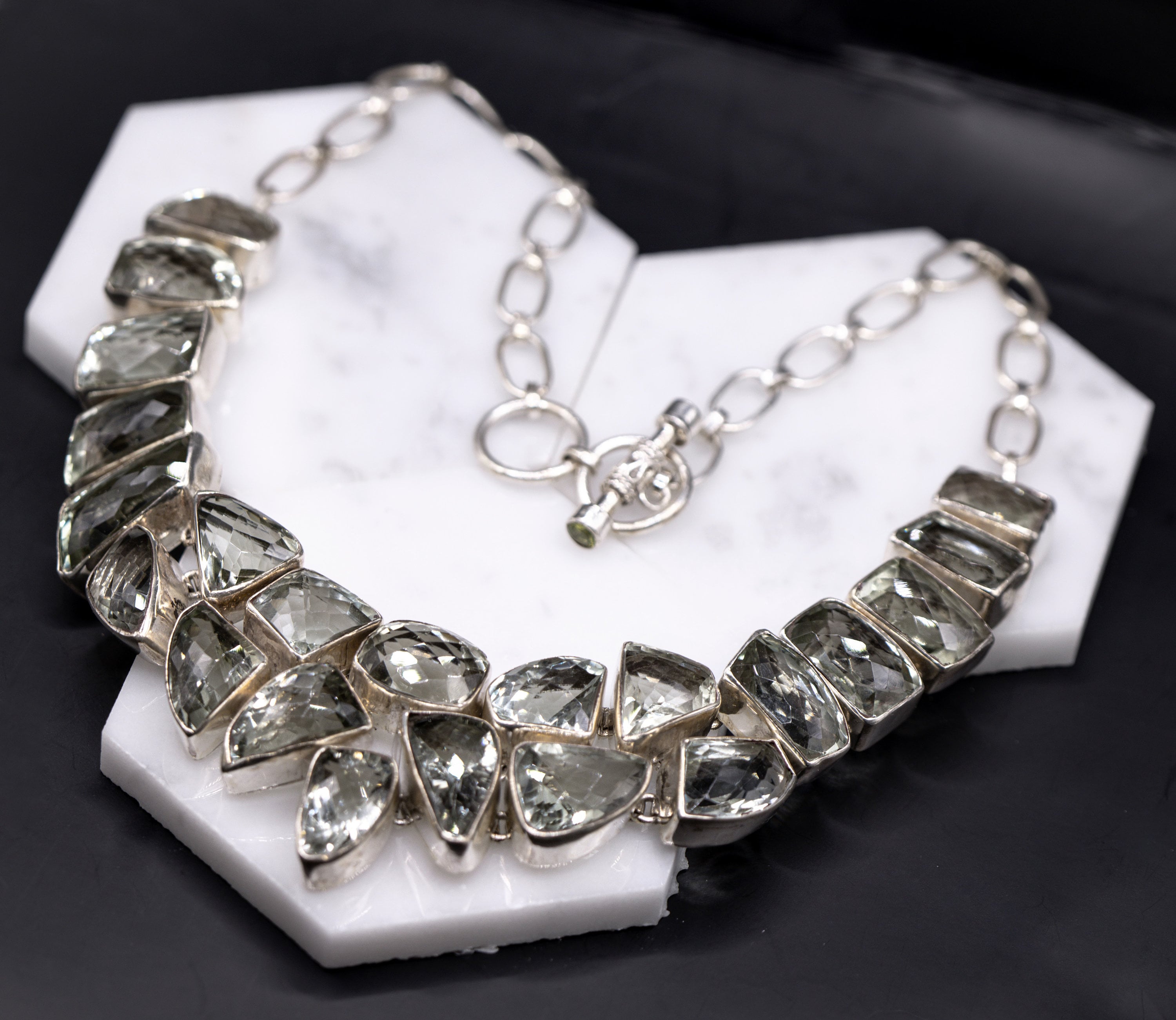 Pendants-Stunning Green Amethyst Necklace in Solid Silver || Prasiolite || Previously Loved || Green Gemstone || February Birthstone || - NNJGemstones