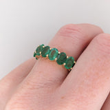 Stackable Rings-Natural Emerald Band in Solid 14k Yellow Gold|| Green Gemstone Ring || Stackable Ring || May Birthstone || Engagement Band || Customize || - NNJGemstones