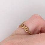 Statement Rings-Love Band in Solid 14k Yellow Gold | Natural Diamond Accent | Statement Band - NNJGemstones