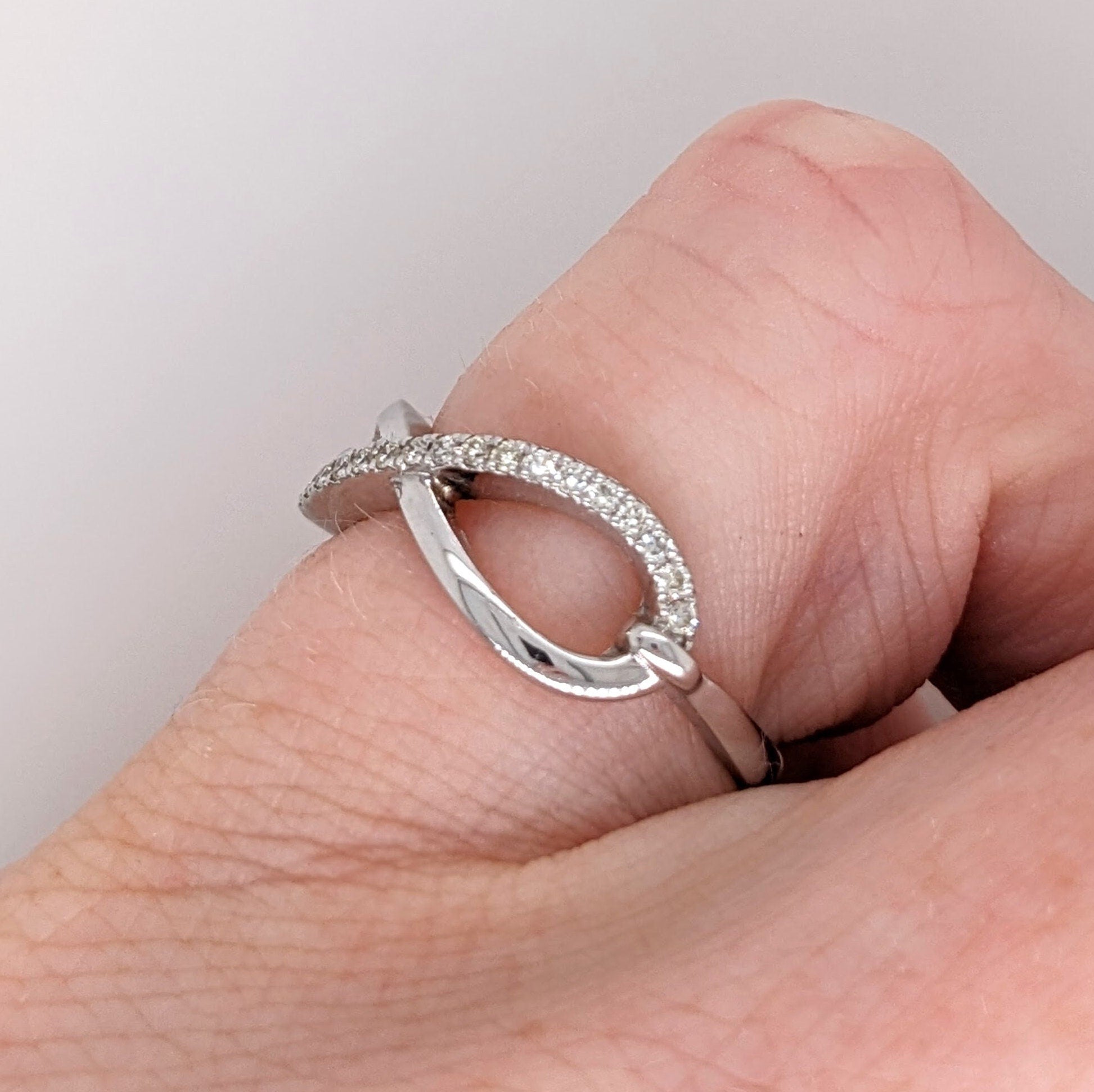 Statement Rings-Infinity Sign Band | 14k White Gold | Natural Diamond Accents |Valentines Day - NNJGemstones