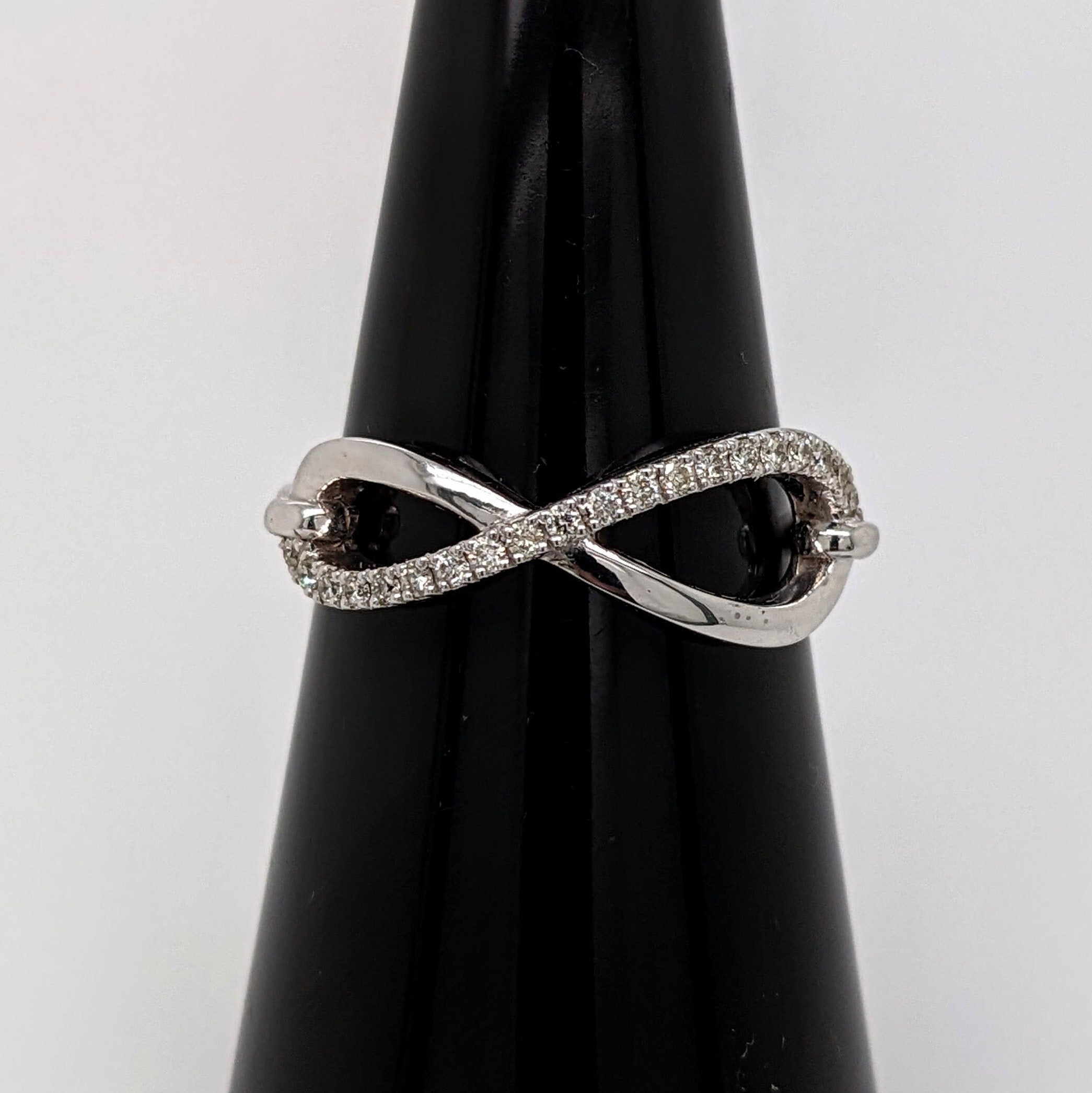 Statement Rings-Infinity Sign Band | 14k White Gold | Natural Diamond Accents |Valentines Day - NNJGemstones