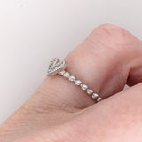 Stackable Rings-Heart Shaped Diamond Ball Band Ring | Solid 14k White Gold | Round Diamonds | Valentines Day - NNJGemstones