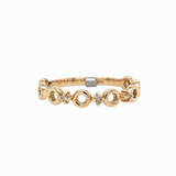 Circle Band w Natural Diamond Accents in Solid 14k Gold |Stackable Wedding Band