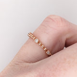 Stackable Rings-Minimalistic Ball Band w Natural Diamond Accents in Solid 14k Rose Gold || Ball Band || Round Diamonds || Customizable || Stackable || - NNJGemstones