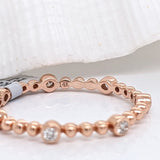 Stackable Rings-Minimalistic Ball Band w Natural Diamond Accents in Solid 14k Rose Gold || Ball Band || Round Diamonds || Customizable || Stackable || - NNJGemstones