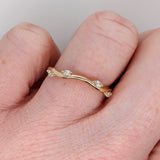 Stackable Rings-Nature Inspired Wedding Band w Natural Diamond Accents in Solid 14k Yellow or Rose Gold || Customizable || Wedding Band || Simplistic || - NNJGemstones