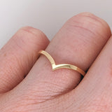 Stackable Rings-Solid 14k Gold Curved Shadow Band | Customizable | Wedding Band | Stackable | Minimalist | Classic Band | Daily Wear - NNJGemstones