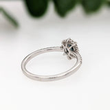 Natural Alexandrite Ring w Diamond Halo in Solid 14k White Gold | Oval 5x3.5mm | June Birthstone