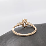 Rings-Cute Ring Semi Mount with Natural Diamond Accents in Solid 14k Gold | Pear Shape 9x5mm | Dainty Ring | Engagement Ring Blank | Customizable - NNJGemstones