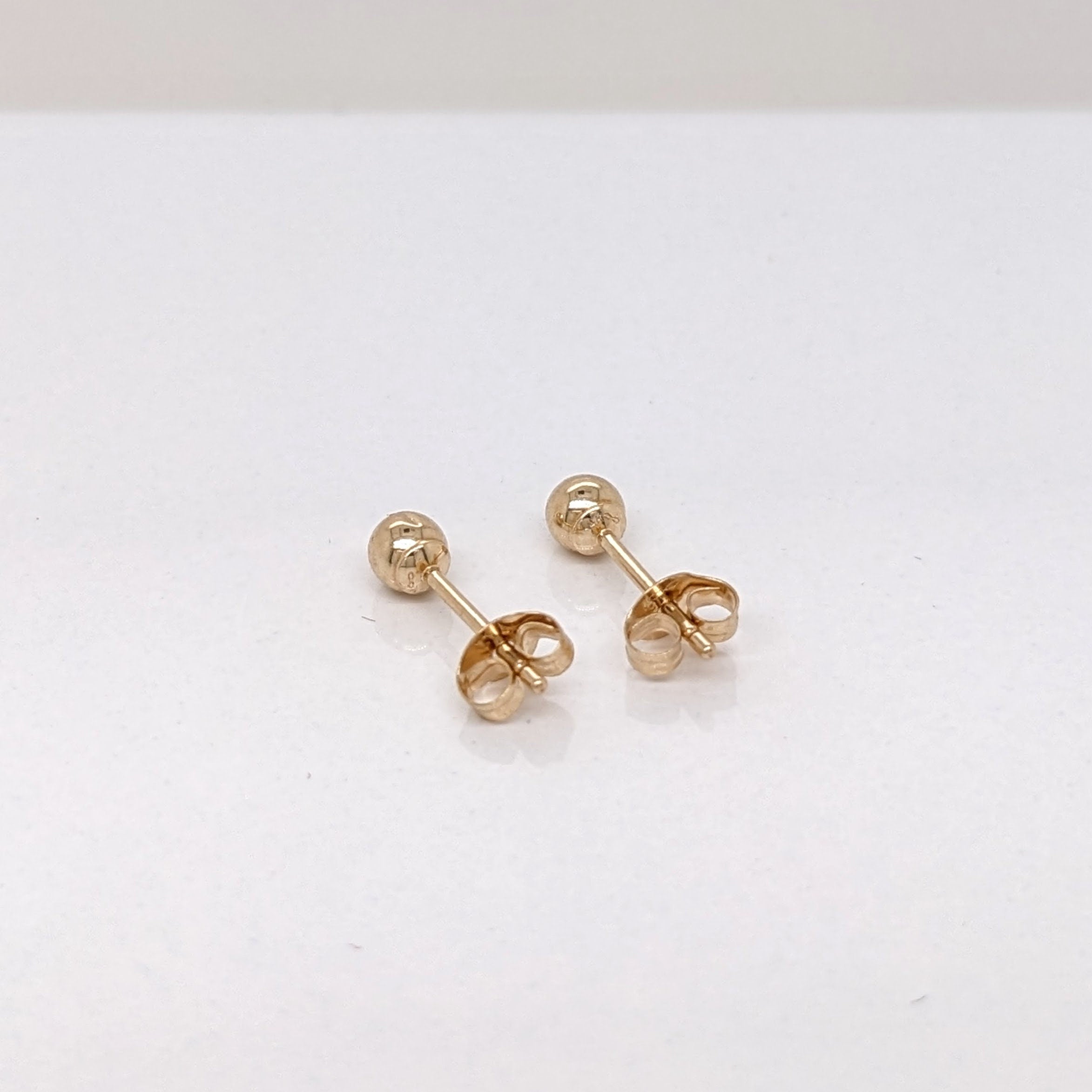 Stud Earrings-Dainty Ball Studs in 14k Gold Ball Studs | Round 3mm 4mm 5mm 6mm 7mm 8mm 9mm 10mm | Pushback | Daily Wear | Minimalist | Hollow | - NNJGemstones