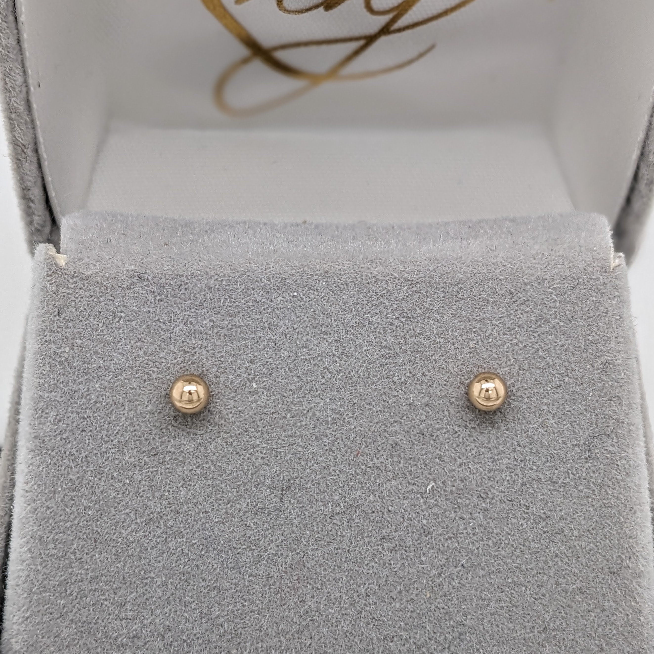 Stud Earrings-Dainty Ball Studs in 14k Gold Ball Studs | Round 3mm 4mm 5mm 6mm 7mm 8mm 9mm 10mm | Pushback | Daily Wear | Minimalist | Hollow | - NNJGemstones