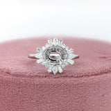 14K Solid Gold East West Ring Setting: Pear, Baguette & Round Diamond Accents