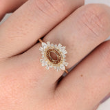 14K Solid Gold East West Ring Setting: Pear, Baguette & Round Diamond Accents