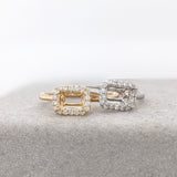 Engagement Rings-East-West Ring Setting W Earth Mined Diamond Halo in 14K Solid Gold | Emerald Cut 6x4 7x5 8x6 | Tapered Shank | Customizable - NNJGemstones