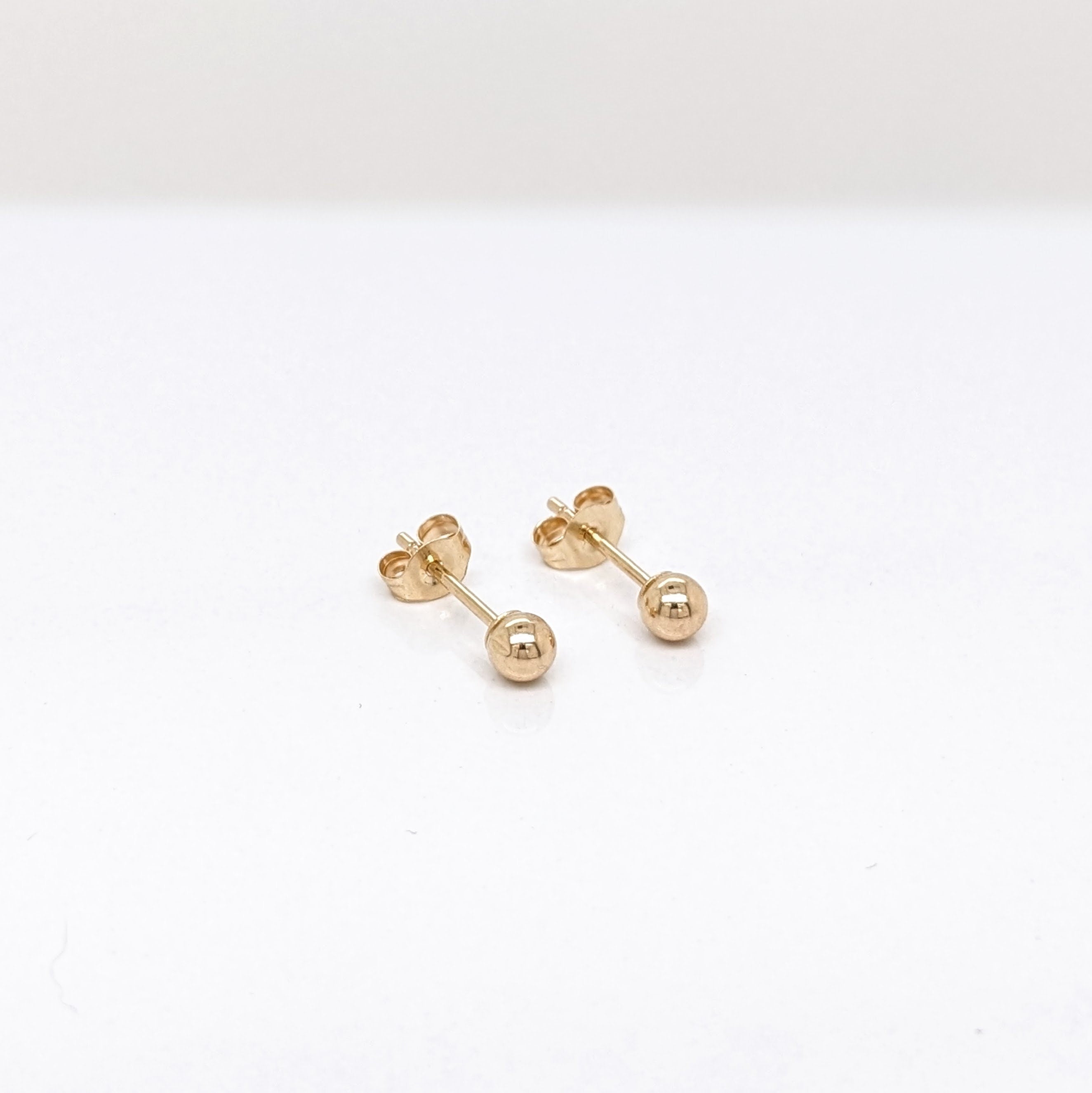 Stud Earrings-Dainty Ball Studs in 14k Gold Ball Studs | Round 3mm 4mm 5mm 6mm 7mm 8mm 9mm 10mm | Pushback | Daily Wear | Minimalist | Hollow | - NNJGemstones