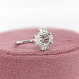 14K Solid Gold East West Ring Setting: Pear, Baguette & Round Diamond Accents