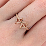 Statement Rings-Branch Twig Design Ring Setting W Natural Diamond Accents in 14K Solid Gold | Elven | Free Size Gemstone Setting | Customizable - NNJGemstones